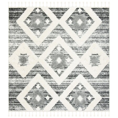 Safavieh 3 x 3 ft. Moroccan Tassel Shag Square Rug - Grey & Ivory MTS664G-3SQ